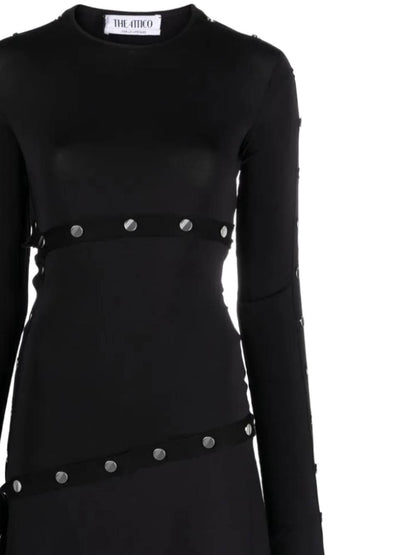Asymmetrical convertible dress with studs