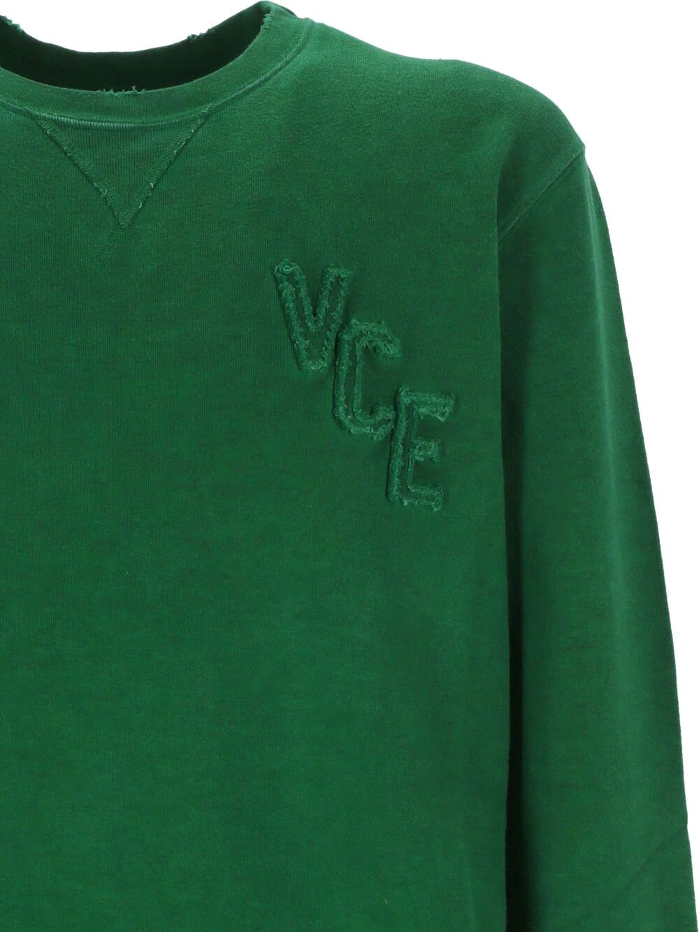 Green textured cotton jersey sweatshirt