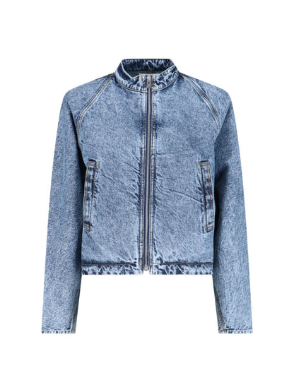 Giacca biker crop in denim