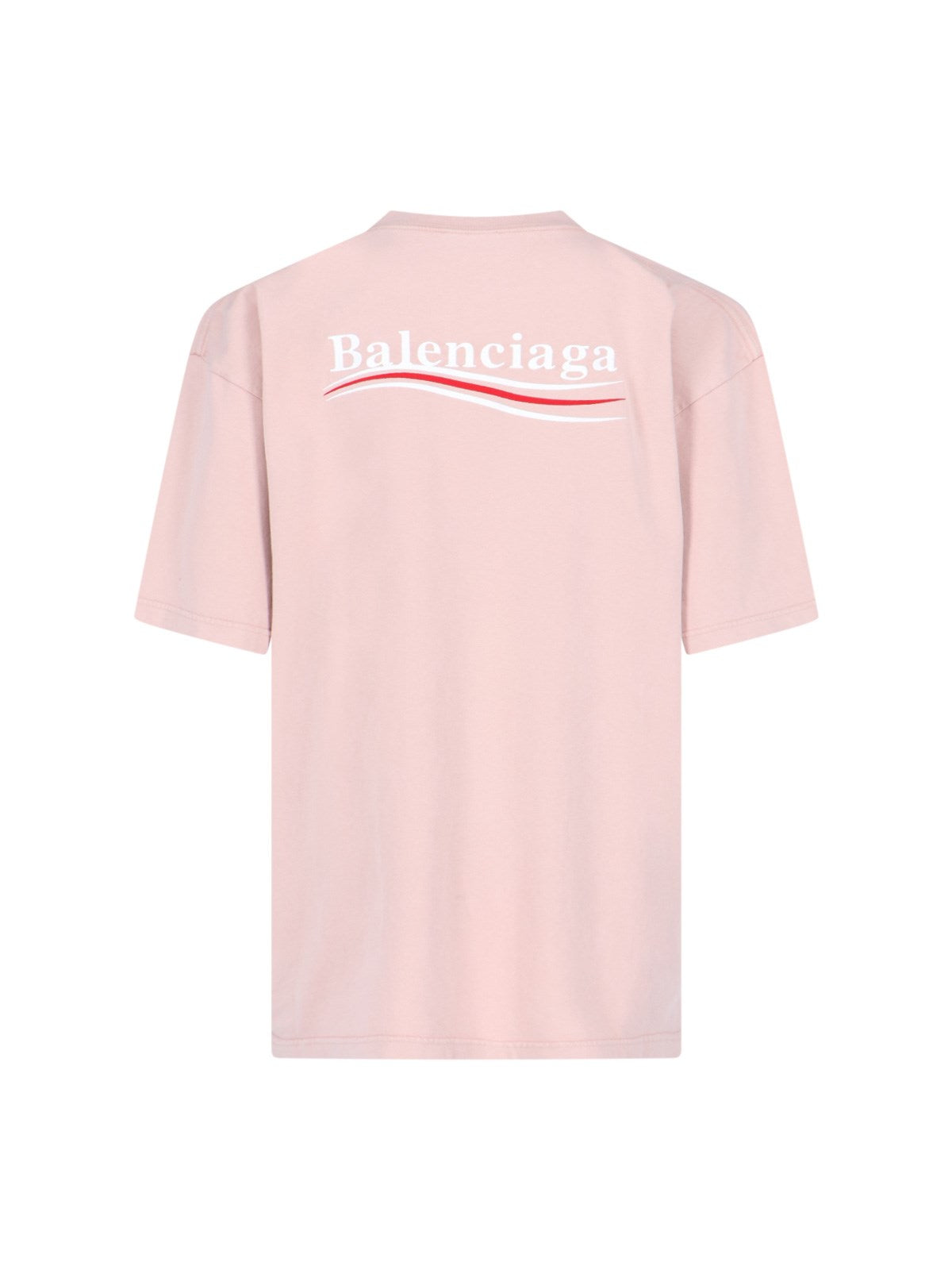 Balenciaga T-Shirt logo retro-t-shirt-Balenciaga-T-shirt logo retro Balenciaga, in cotone rosa, girocollo, maniche corte, ricamo logo bianco fronte e retro, orlo dritto.-Dresso