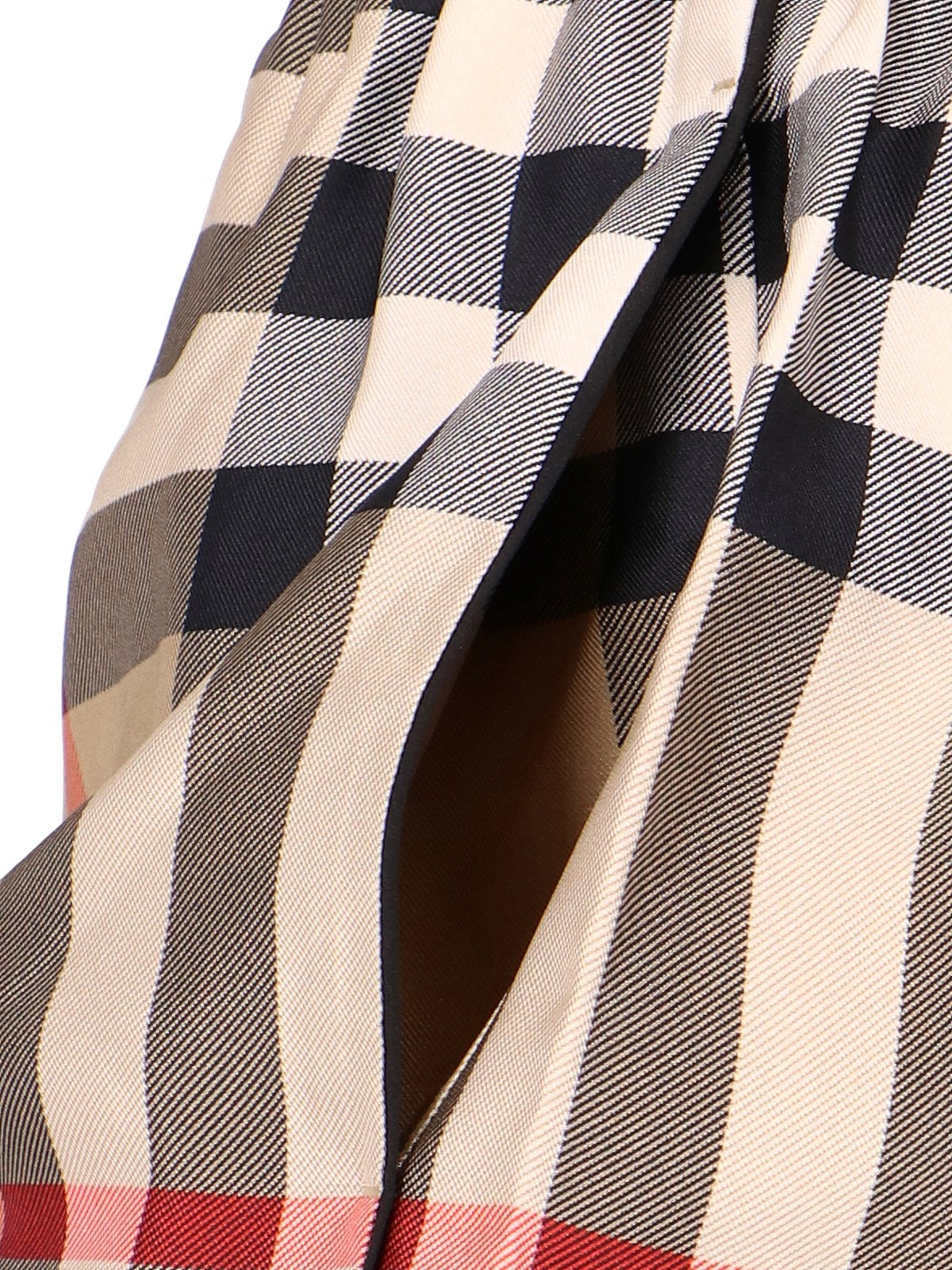 Burberry Pantaloncini in seta-Short-Burberry-Pantaloncini in seta Burberry, beige, motivo tartan tricolore, vita media elasticizzata a costine, due tasche laterali.-Dresso
