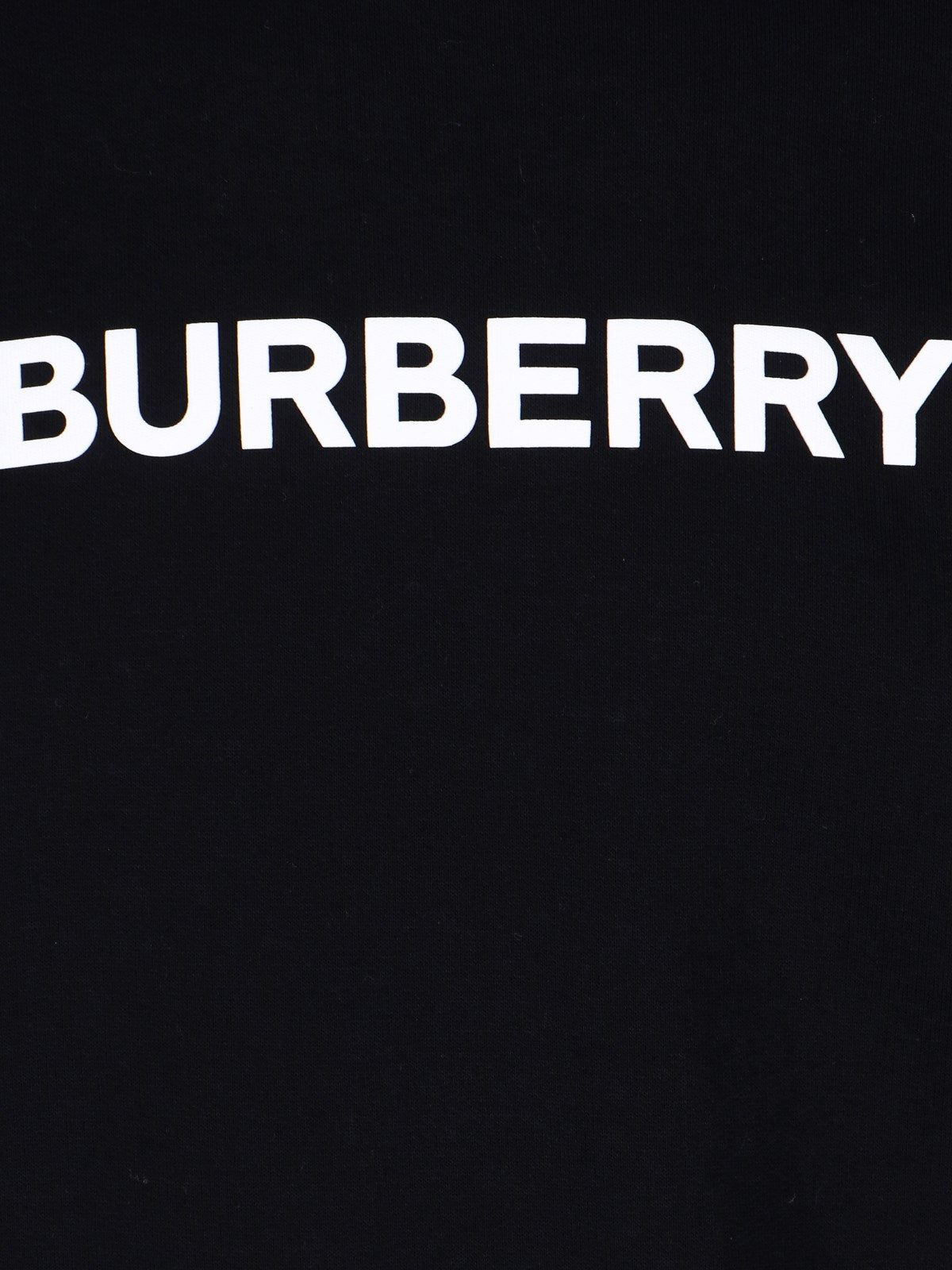 Burberry Felpa girocollo logo-felpe girocollo-Burberry-Felpa girocollo logo Burberry, in cotone nero, stampa logo bianco fronte, finiture a costine, orlo dritto.-Dresso