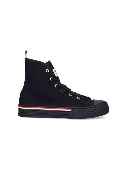 High-top sneakers with tricolour detail