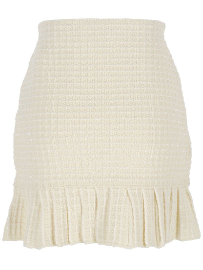 Cream white knitted skirt