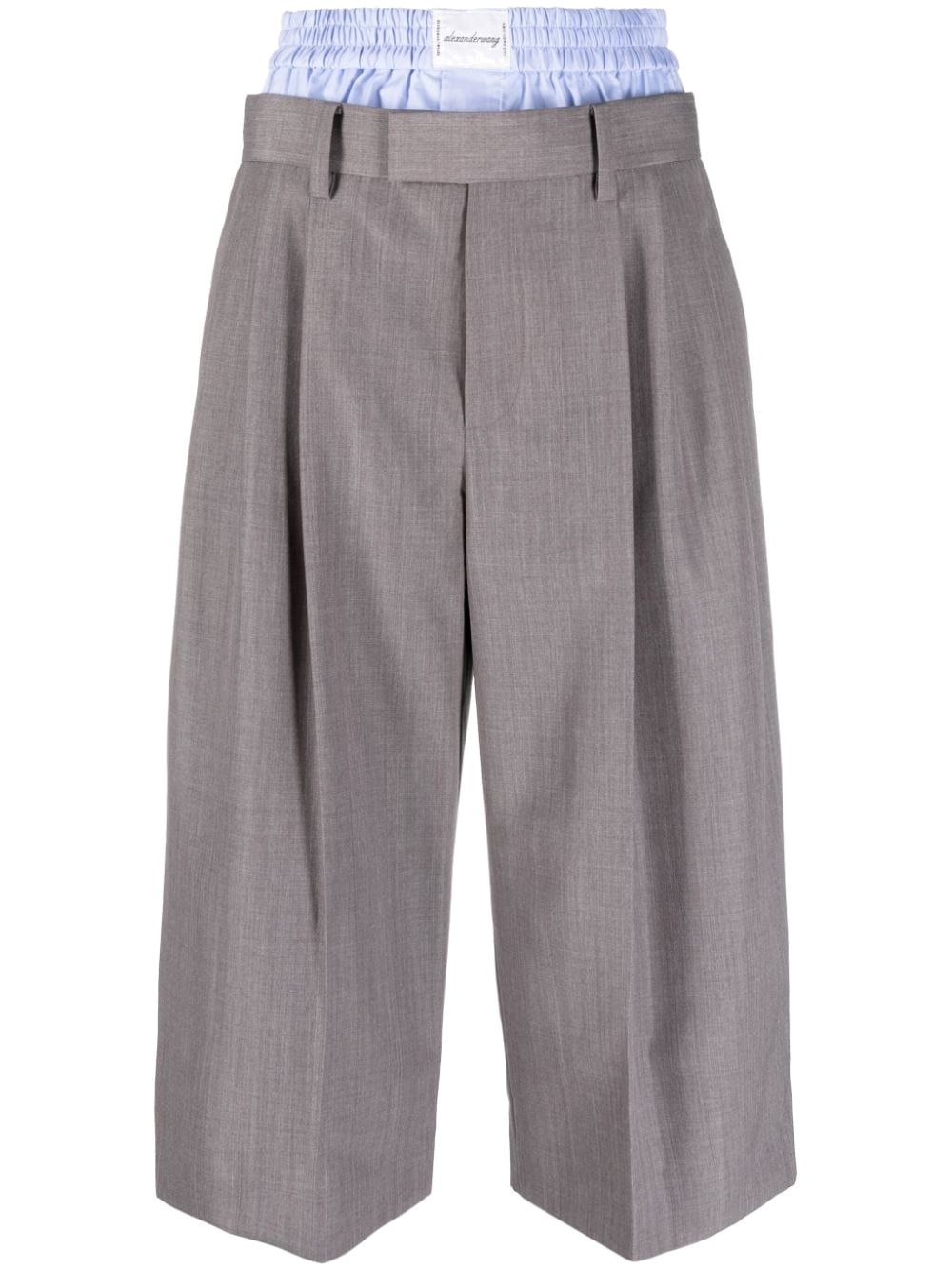 Double-waisted cropped trousers