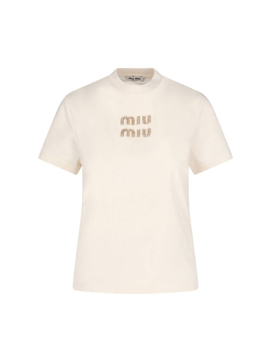 T-shirt logo con strass