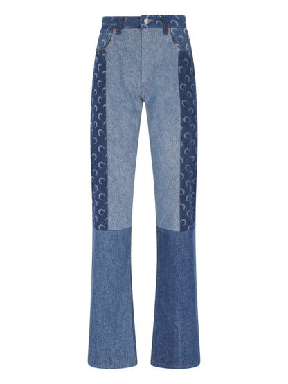 Gerade geschnittene Patchwork-Jeans