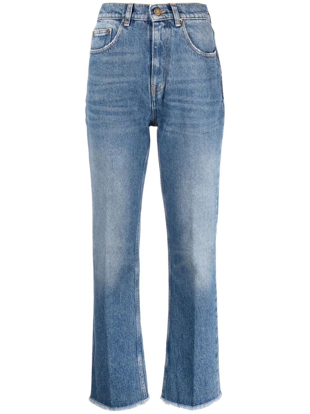 Faded cropped jeans in cotton blend