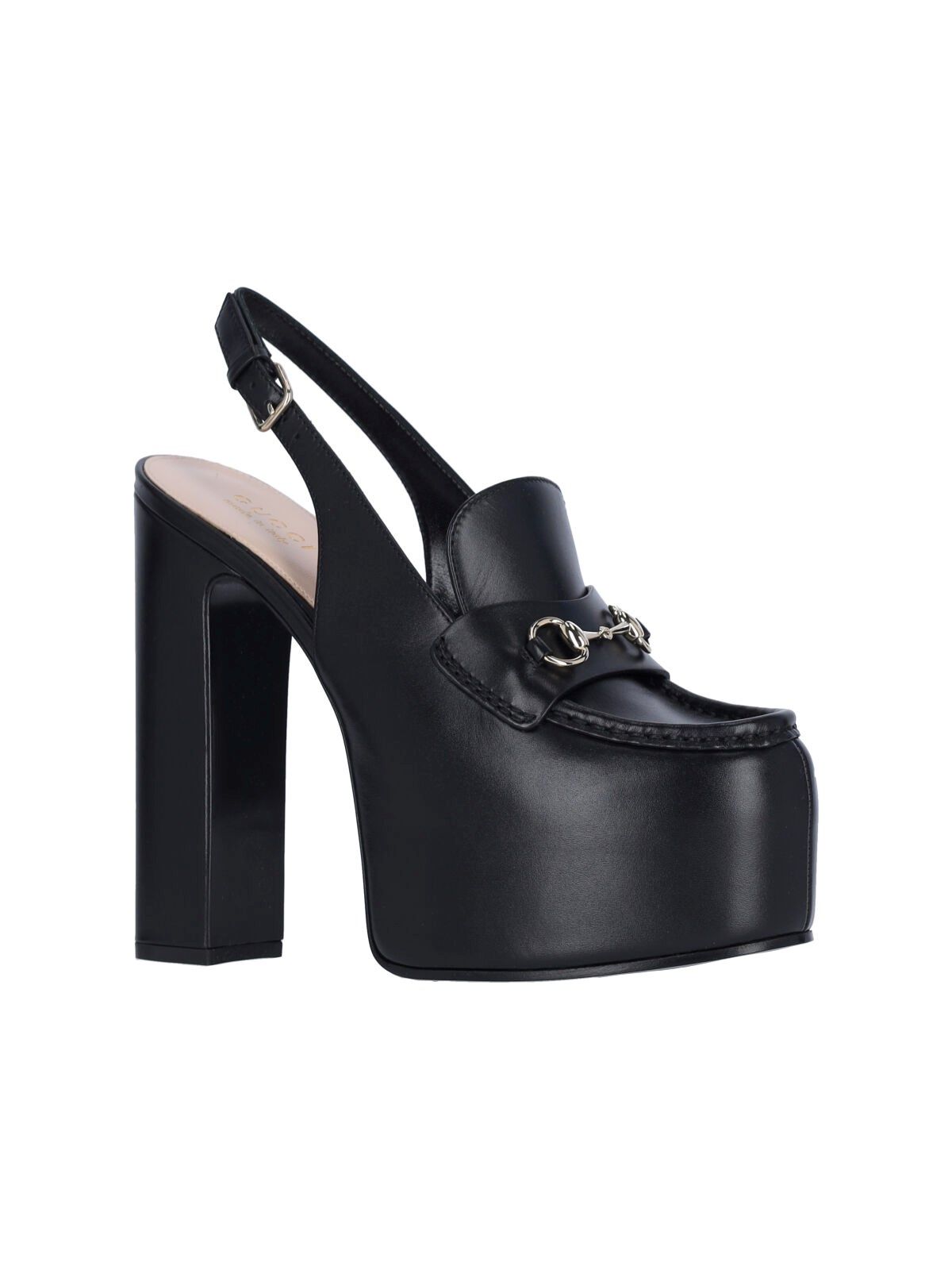 Mocassini plateau slingback con morsetto