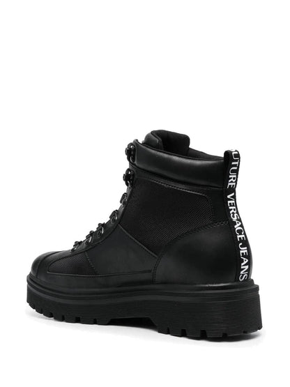 lace-up boots with logo writing