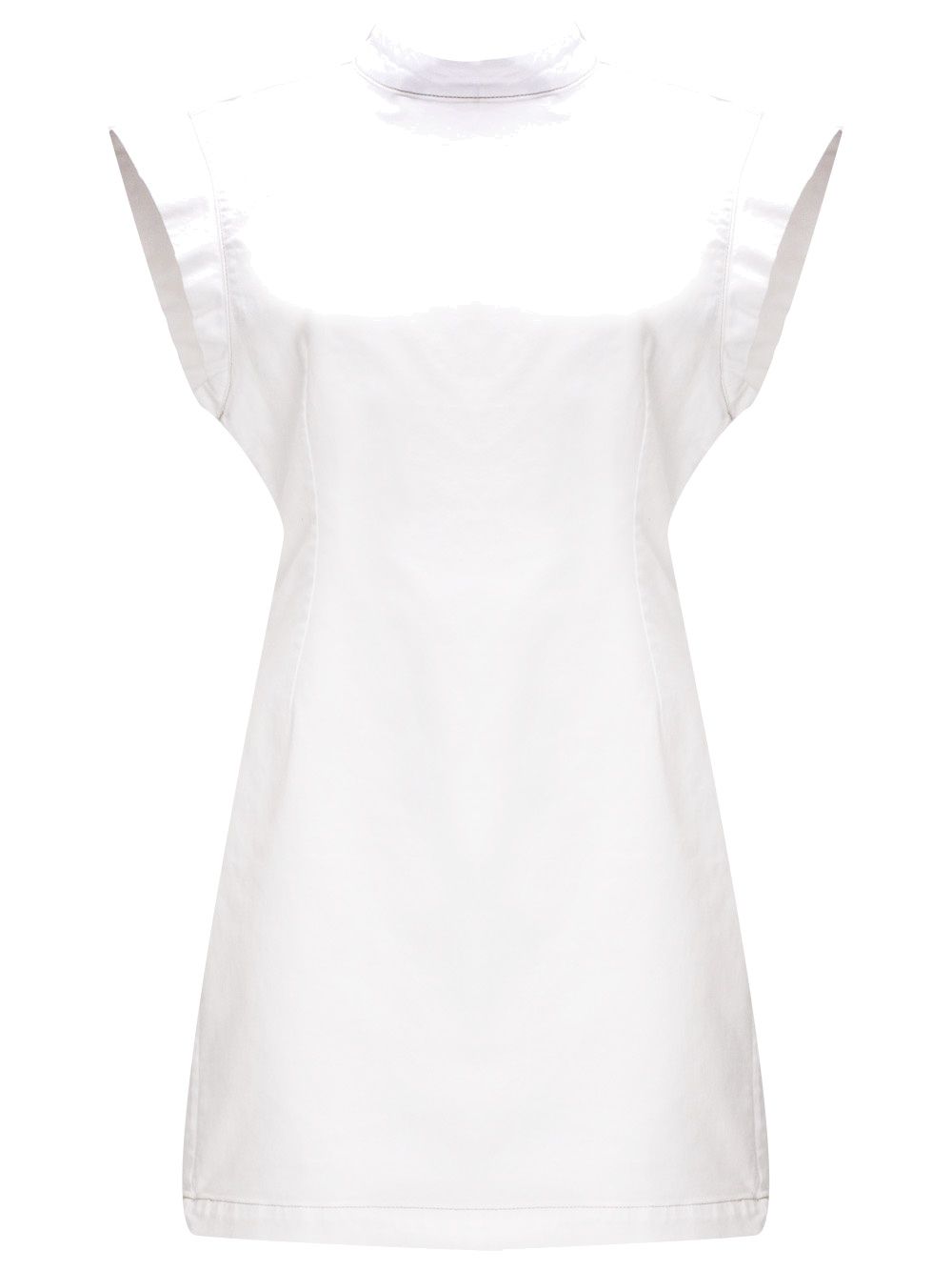 White stretch cotton denim dress