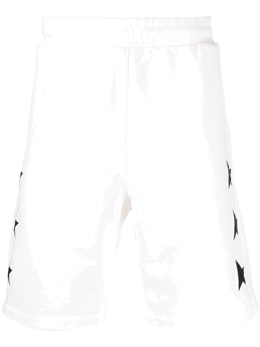 Sports trousers with star motif in white cotton