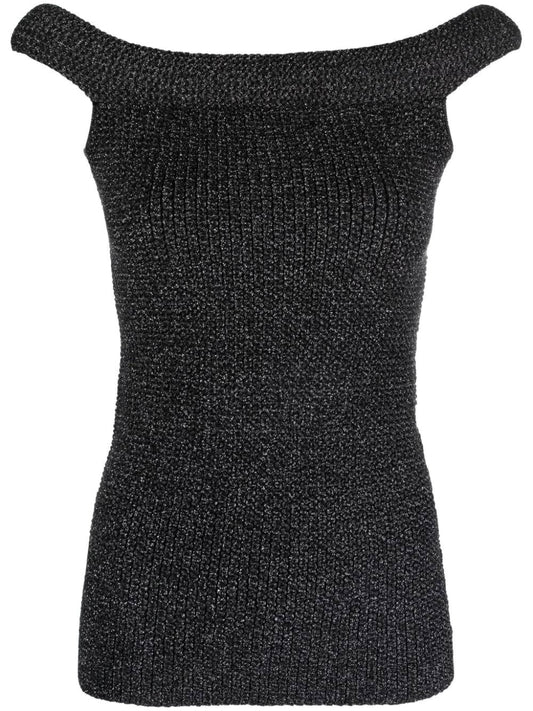 Knitted top with metallic finish