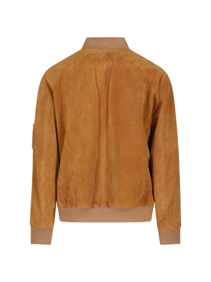 Giacca bomber in pelle scamosciata