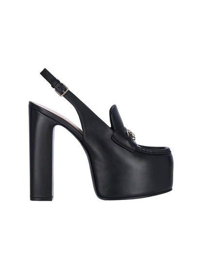 Mocassini plateau slingback con morsetto