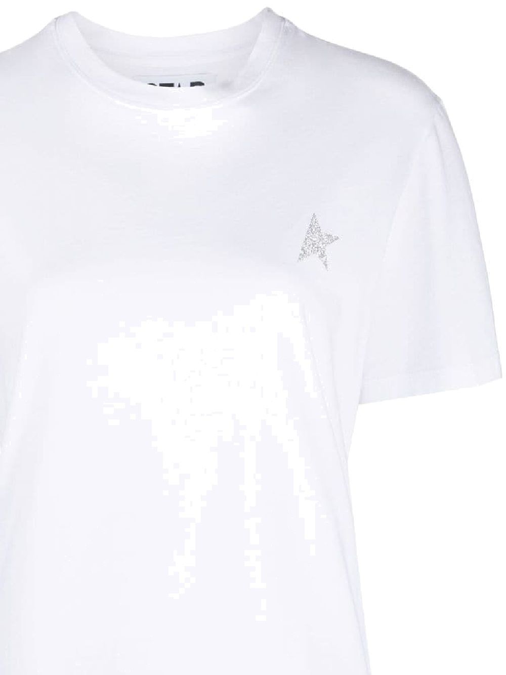 T-shirt in cotone con logo glitterato