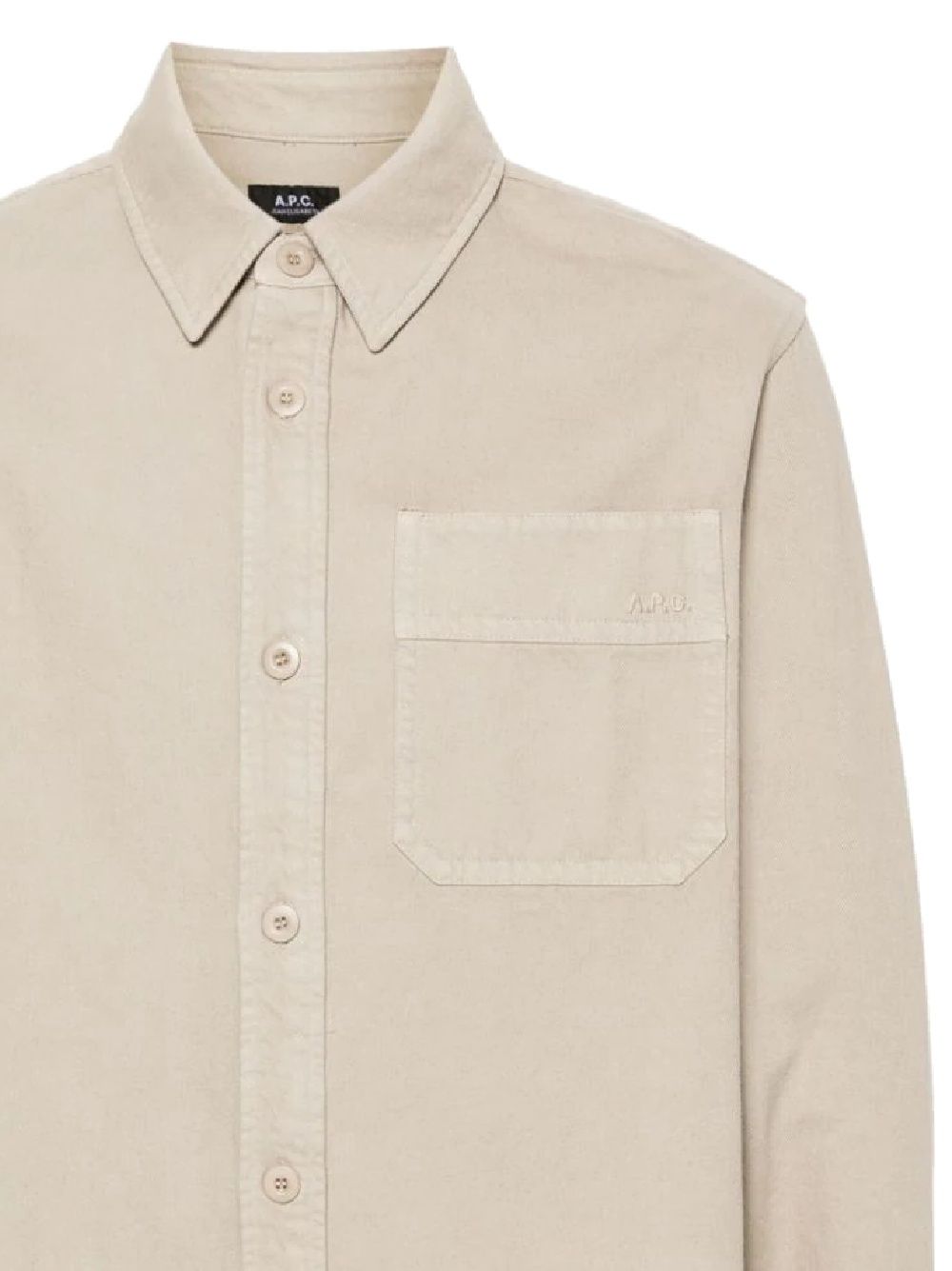 Beige shirt with patch pocket on the chest