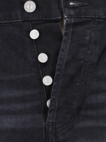 Diesel Jeans slim-pantaloni dritti-Diesel-Jeans slim Diesel, in denim nero, passanti cintura, chiusura bottoni, design cinque tasche, etichetta logo fronte, patch logo retro, gamba dritta.-Dresso