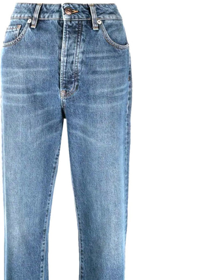 High-waisted straight leg jeans