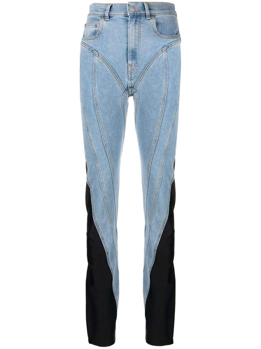 Jeans slim fit con pannello a contrasto