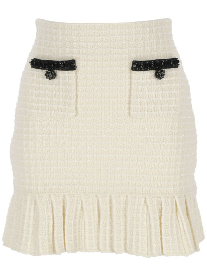 Cream white knitted skirt