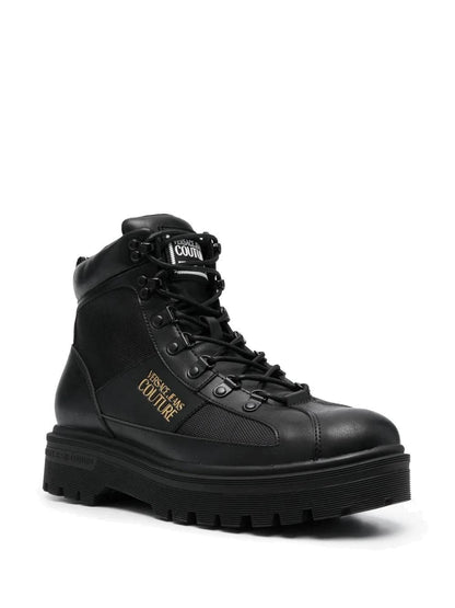 lace-up boots with logo writing