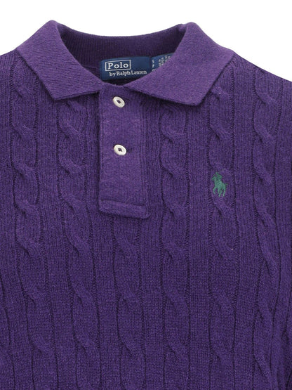 Polo in maglia a trecce