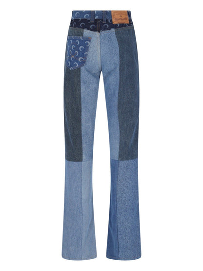 Gerade geschnittene Patchwork-Jeans