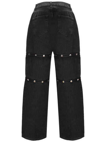 Black cotton denim trousers