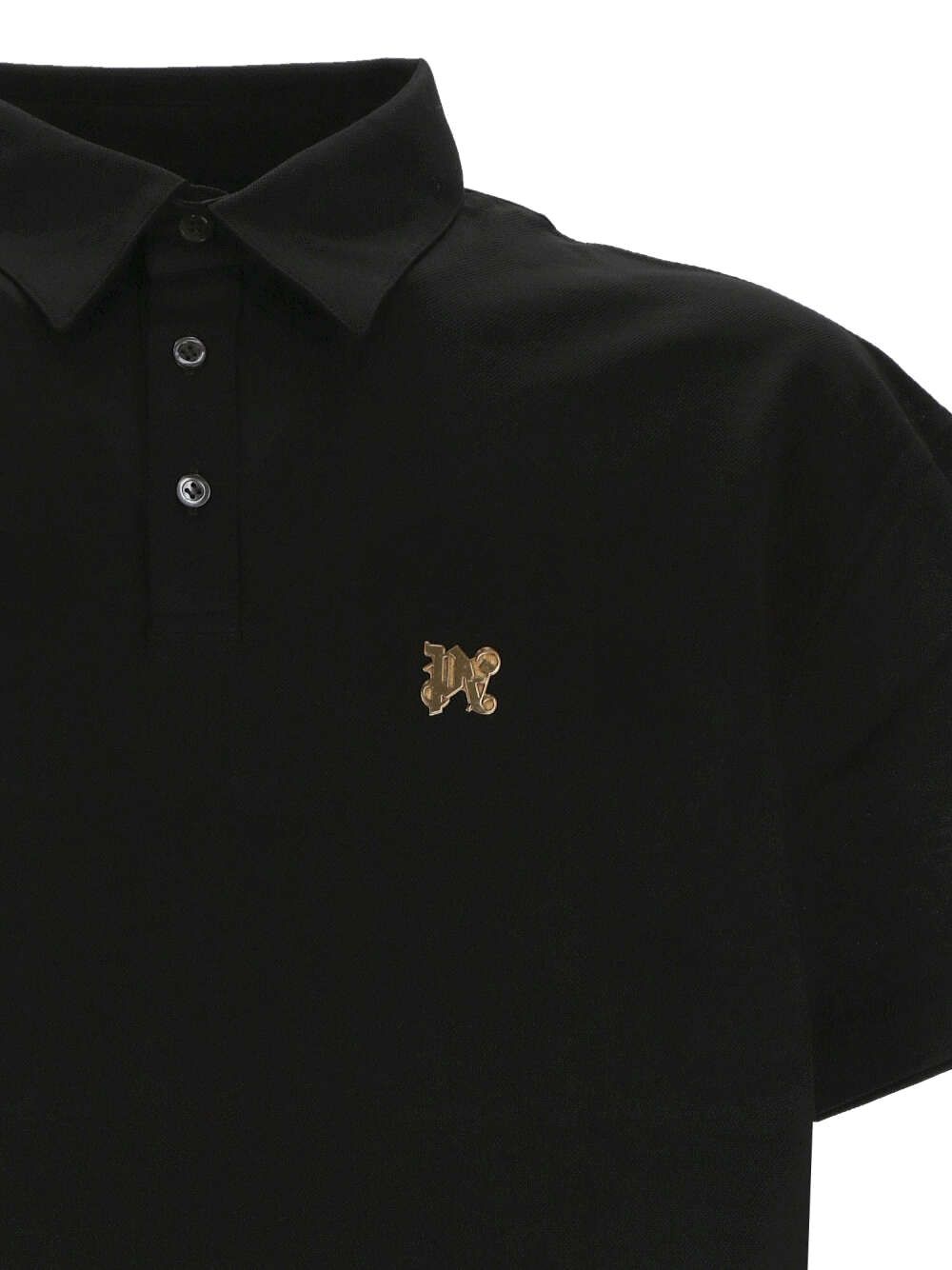 Black polo shirt with logo on the chest