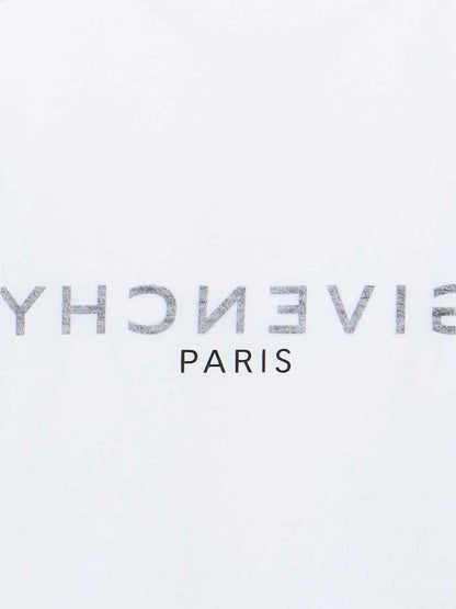 Givenchy T-Shirt logo fronte retro-t-shirt-Givenchy-T-shirt logo fronte retro Givenchy, in cotone bianco, girocollo, stampa logo nero fronte, stampa logo retro, orlo dritto.-Dresso