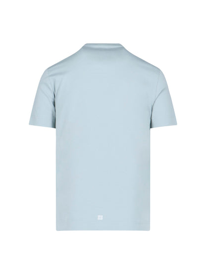 Givency T-Shirt logo-t-shirt-Givenchy-T-shirt logo Givenchy, in cotone azzurro, girocollo, maniche corte, stampa logo frontale, orlo dritto.-Dresso