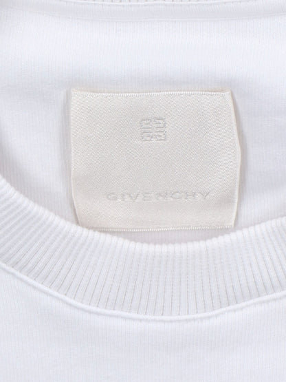 Givenchy Felpa girocollo logo-felpe girocollo-Givenchy-Felpa girocollo logo Givenchy, in cotone bianco, stampa logo a contrasto frontale, dettaglio stampa logo "4g" retro, collo polsini e fondo elastici, orlo dritto.-Dresso