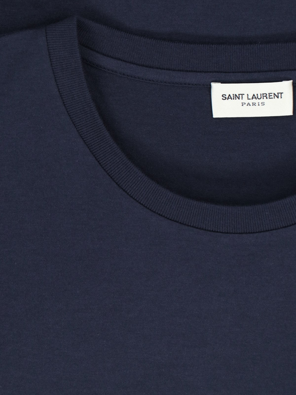 Saint Laurent T-Shirt logo-t-shirt-Saint Laurent-T-shirt logo Saint Laurent, in cotone blu, girocollo, maniche corte, stampa logo tono su tono fronte, orlo dritto.-Dresso