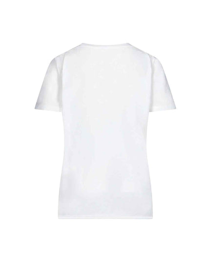Saint Laurent T-Shirt stampa cuore-t-shirt-Saint Laurent-T-shirt stampa cuore Saint Laurent, in cotone bianco, girocollo, maniche corte, stampa cuore nero con logo a contrasto fronte, orlo dritto.-Dresso