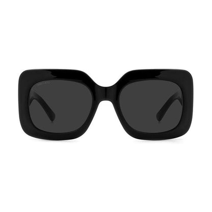 JC Gaya/s 807/IR BLACK-Occhiali da sole-Jimmy Choo-La collezione di occhiali da sole JC Logo di Jimmy Choo offre una raffinata interpretazione del trend, prendendo ispirazione dal design distintivo degli accessori più amati del marchio. Motivi logo tridimensionali impreziosiscono le aste ultra piatte, che sono dotate di cerniere integrate, creando un look audace e lussuoso. Realizzata in acetato, questa montatura presenta una forma squadrata oversize e la silhouette è rifinita con aste incise dal logo, crea