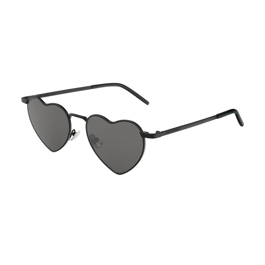 SL 301 002-Occhiali da sole-Saint Laurent-Questi occhiali da sole firmati Saint Laurent hanno una forma a cuore con lenti nere, sono incorniciati da una sottile montatura metallica nera che fa innamorare al primo sguardo. - Dresso